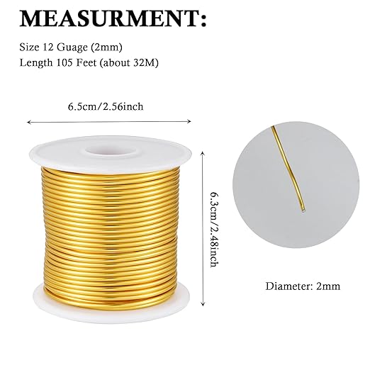 12 Gauge Gold Aluminum Craft Wire - Image 3