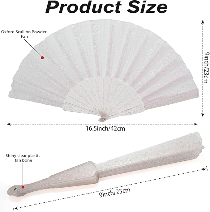 12 Pack Handheld Fan, Folding Hand Glitter Fan - Image 2