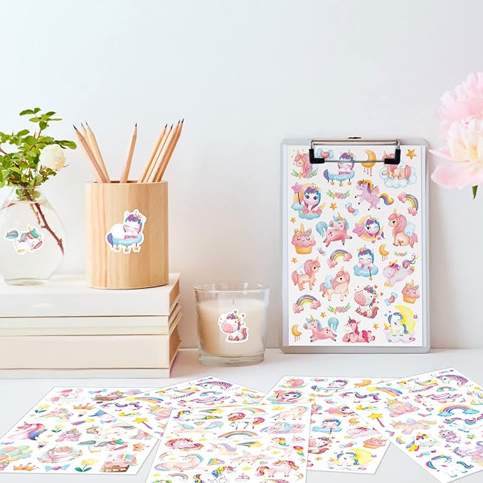 Cute Pink Unicorn Adhesive Stickers Rainbow Magical Star Unicorn Stickers 715 - Image 6