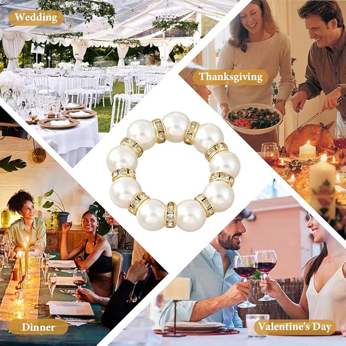 50Pcs Pearl Napkin Rings, Wedding and Formal Dinner Table Decor - Image 3