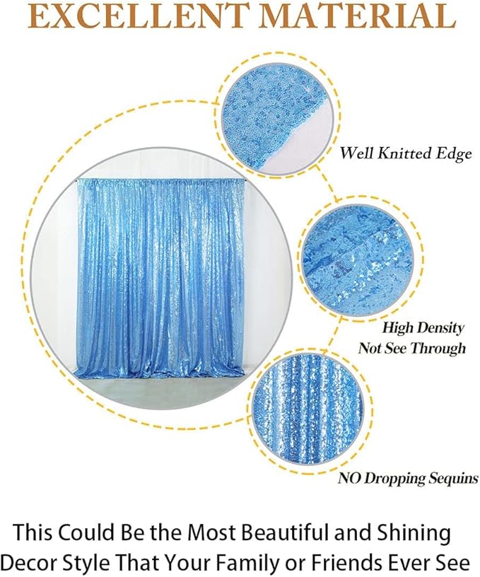ShiDianYi Sequin Backdrop Baby Blue Sequin Photo Backdrop 4FT X 6FT Wedding - Image 4