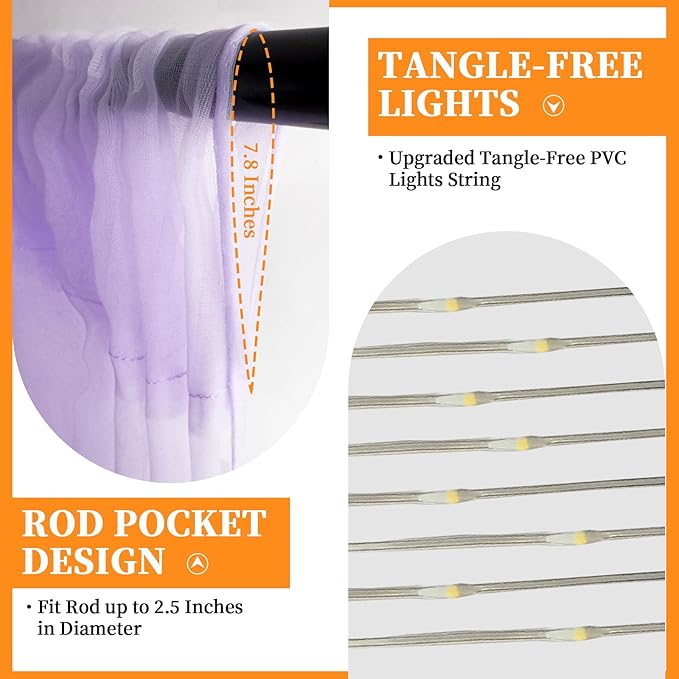 10x10ft Lavender Tulle Backdrop Curtain - Image 6