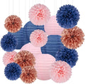 Rose-Gold Navy-Blue Pink Party Decorations by HongTongTong