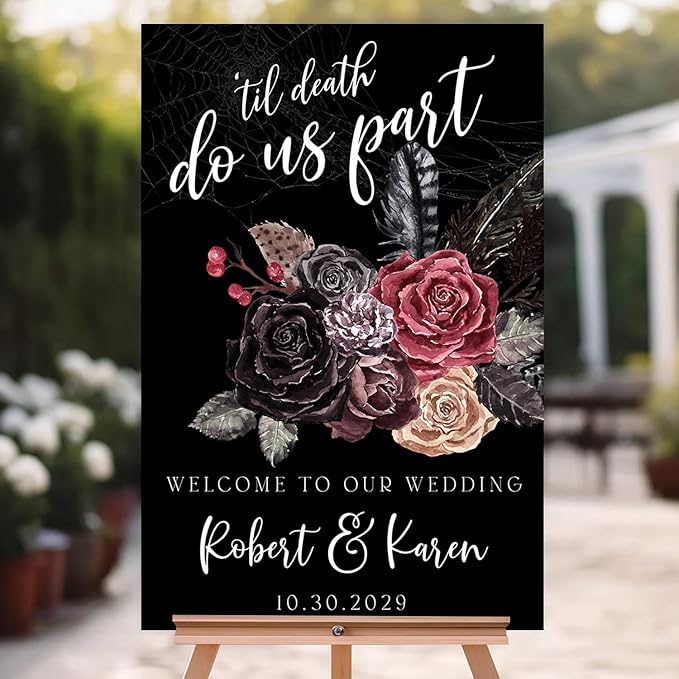 Welcome To Our Wedding Sign, Halloween Couples Shower, Gothic Love Wedding - Image 5