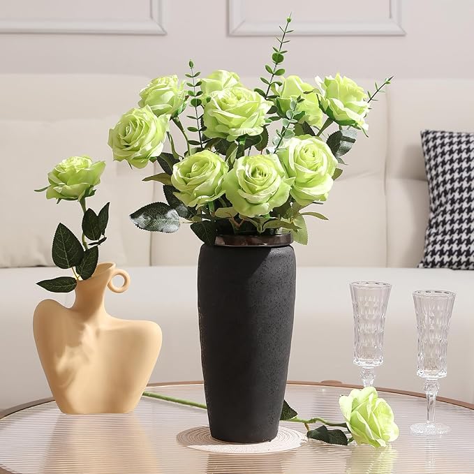 Tifuly Green Roses Artificial Flowers -12Pcs Realistic Single Long Stem Fake - Image 6