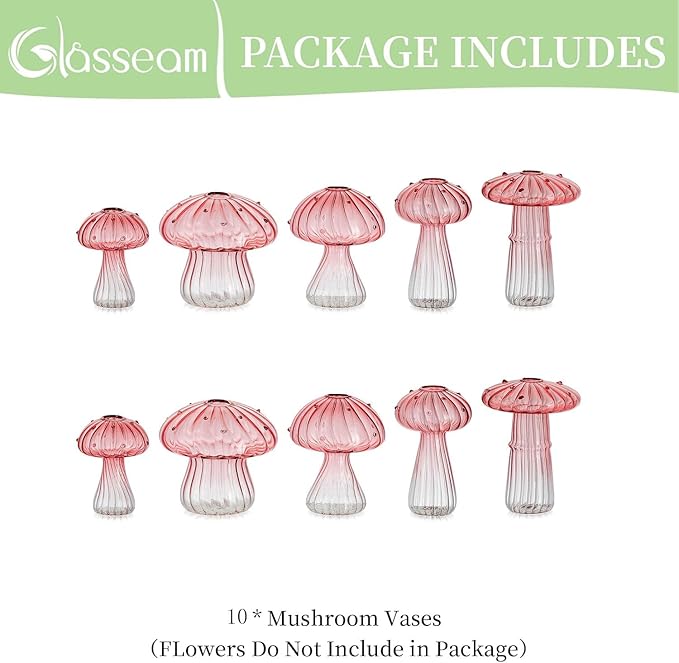 Glasseam Mushroom Plant Propagation Stations: Pink Glass Terrarium Jar Set of - Image 7