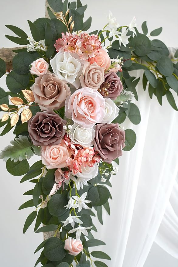 Dusty Rose Artificial Wedding Arch Flowers Kit - Image 4