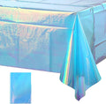 FunnyPars 1 Pack Iridescent Blue Plastic Tablecloth, Shiny Blue Disposable by EnjoyYourFunnyParties
