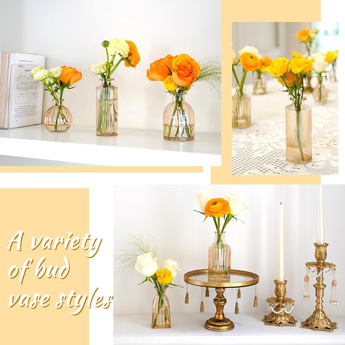 Champagne Bud Vases in Bulk 24 Packs Amber Glass Vase - Image 7