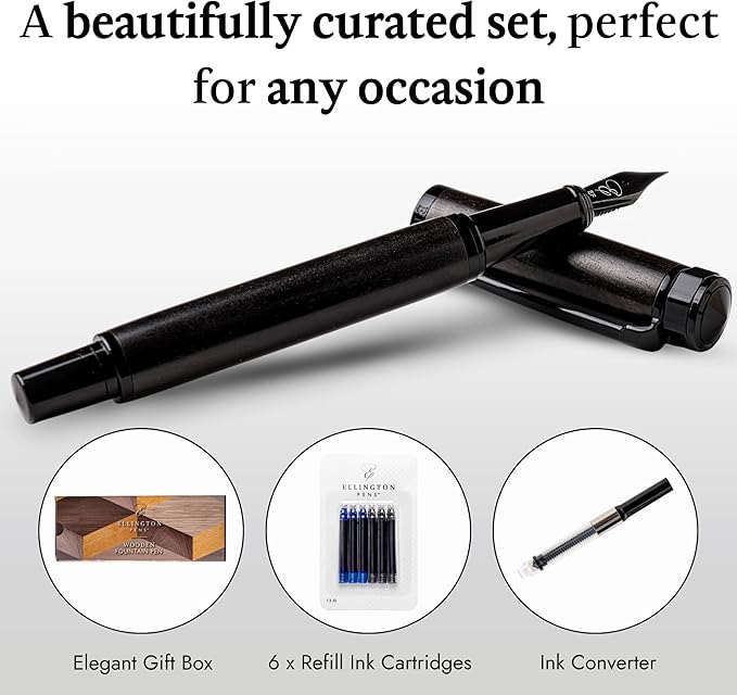 Ellington Pens Elegant Wood Fountain Pen Set – Includes Wooden Pen Box - Image 2