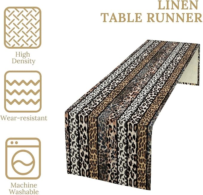 Cow Patchwork Print Table Runner, Country Farm Animal Fur Skin Farm Safari - Image 5