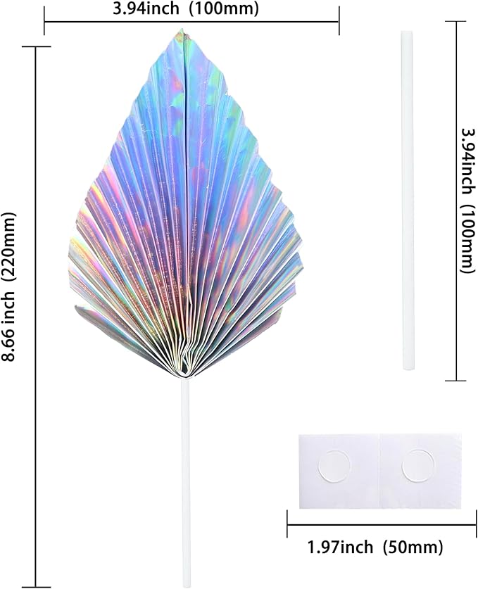 Gyufise 6Pcs Paper Palm Fan Cake Toppers Palm Spear Leaves Fan Cupcake Toppers - Image 2