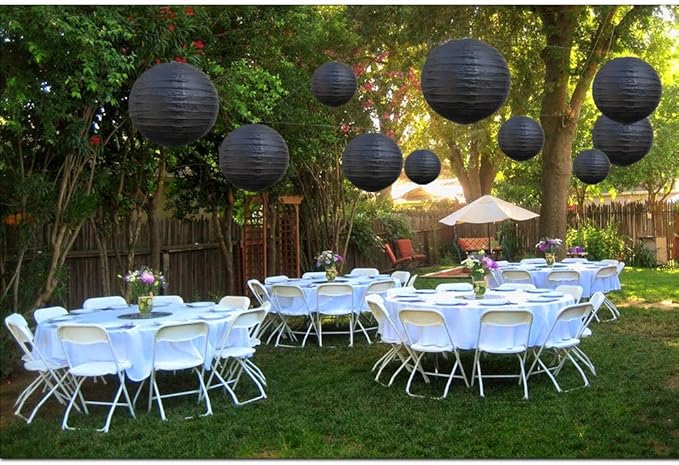 BEISHIDA Black Round Paper Lanterns Decorative Hanging Asia Chinese Japanese - Image 5