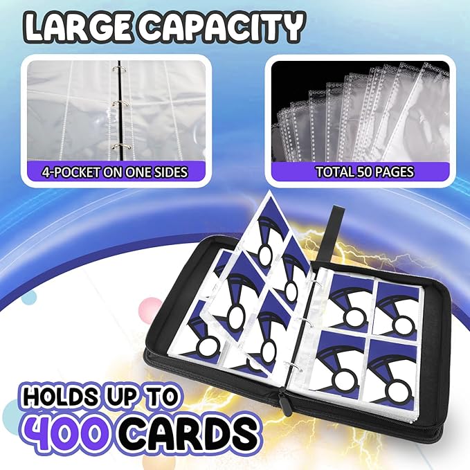 Trading Card Binder 4-Pockets, 400 Pockets Card Holder - Image 5