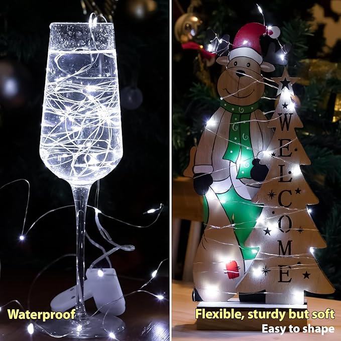 HXWEIYE 6 Pack White Fairy Lights Battery Operated, 7ft 20LED Mini Fairy Mason - Image 4