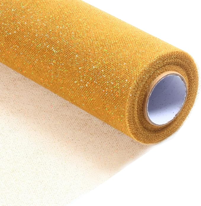 Sparkling Tulle Rolls, 15” by 30 Yards Glitter Tulle Spool Ribbon Fabric by ICOSHOW