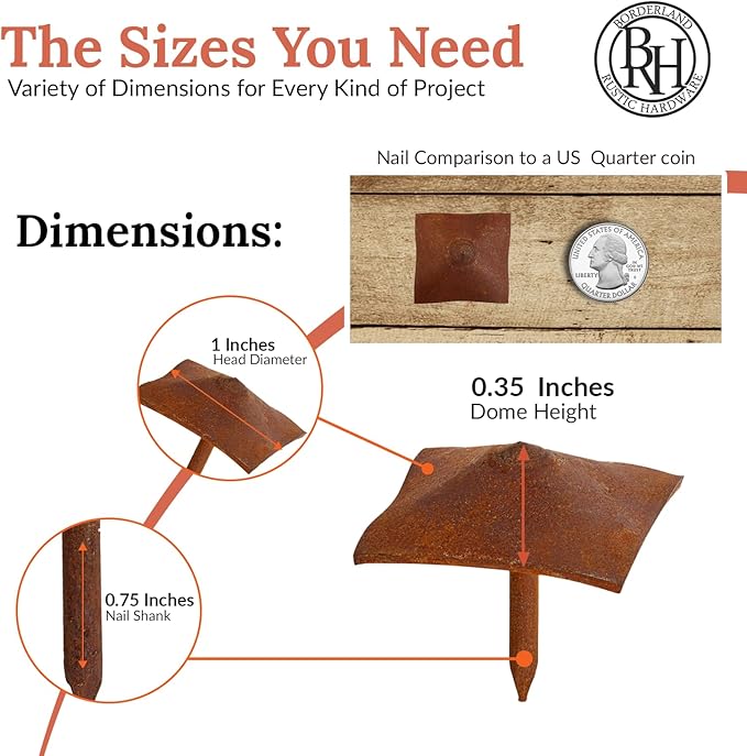 25 Pack 1" Square Head Iron Clavos Decorative Nails – Rusted – Handmade Rustic - Image 4