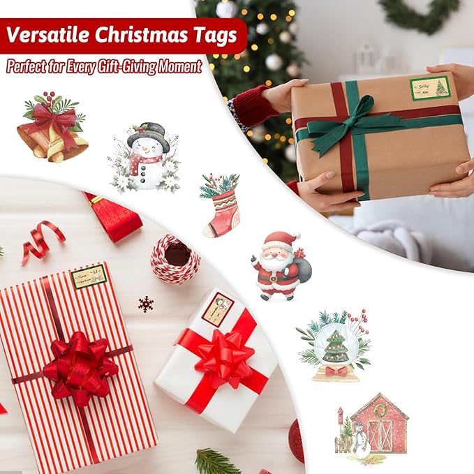 500 PCS Christmas Gift Tags Christmas Santa Claus Stickers Self Adhesive - Image 7