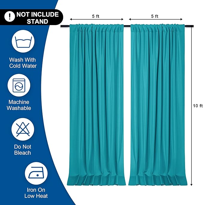 DWCN 10x10 FT Turquoise Backdrop Curtains - Image 2