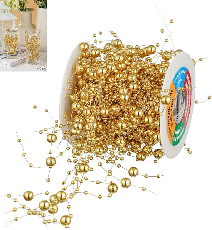 13Feet Pearl String Spool Roll for Floating Candles Faux Pearls Strands Garland by YoungJewl
