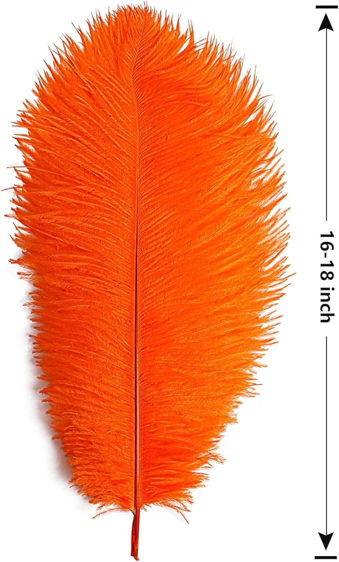 THARAHT Orange Ostrich Feathers 12pcs Large Natural Bulk 16-18Inch 40cm-45cm - Image 2