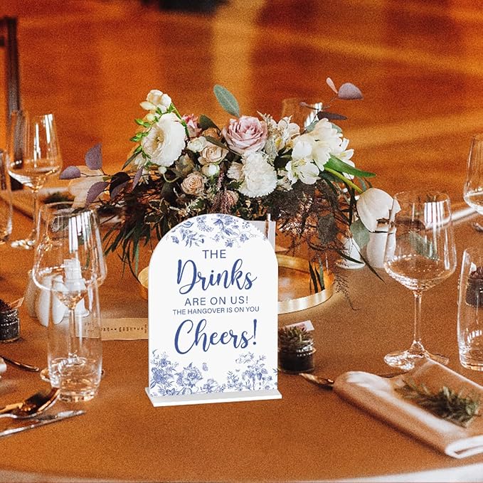 Acrylic Wedding Signs, Dusty Blue Wedding Decor, The Drinks Signs - Image 5