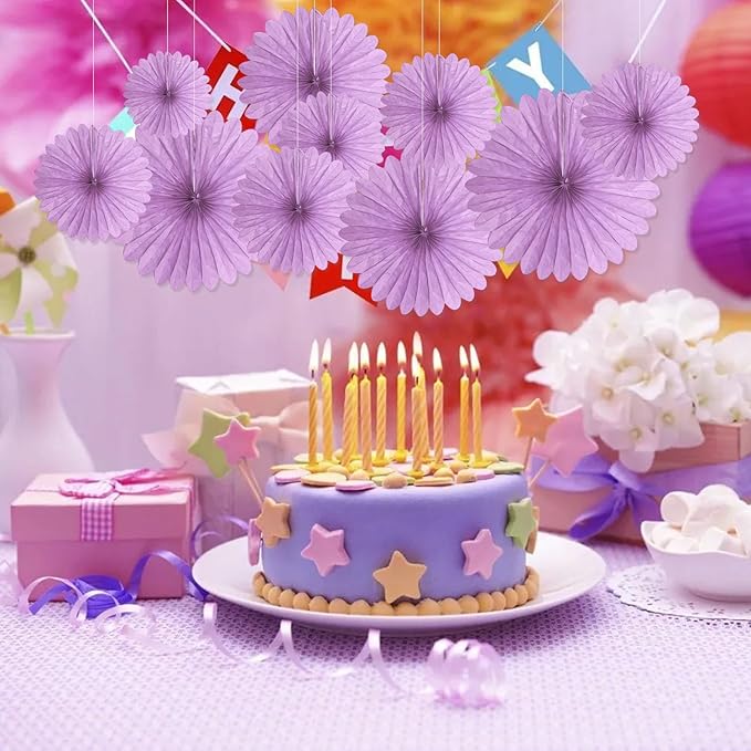 20 Pcs Light Purple Hanging Paper Fan, Hanging Honeycomb Round Paper Fans - Image 6