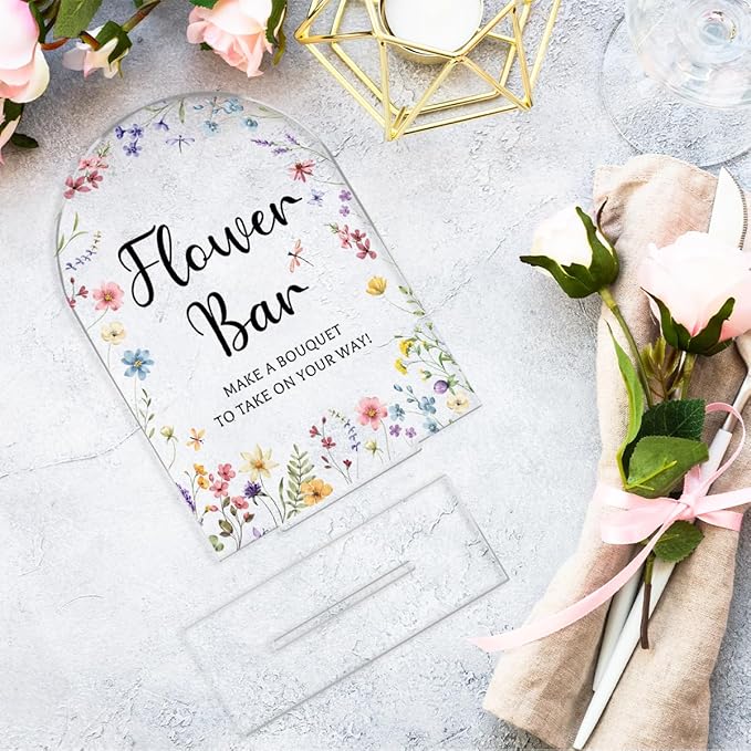 Wedding Sign Decor, Flower Bar Sign, 5x7 Inch Arch Acrylic, Wedding Sign - Image 6