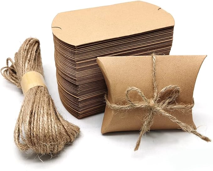 Kraft Paper Pillow Candy Box, Foldable Gift Box by BallHull