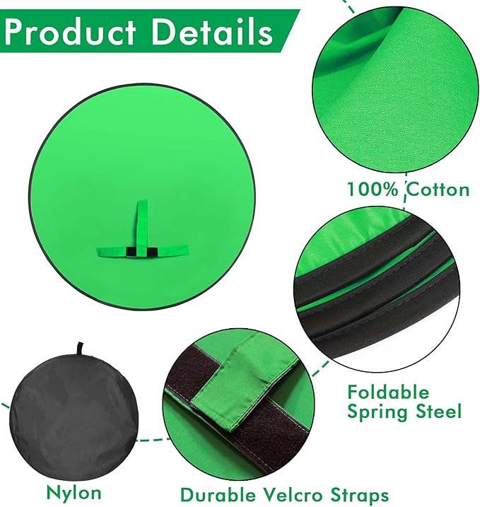 Portable Green Screen Chair, 57 in Greenscreen Backdrop - Image 3