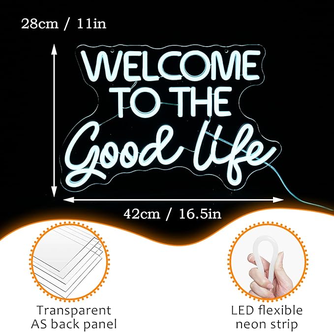 Welcome To The Good Life Neon Sign Letter LED Neon Lights Dimmable USB Powered - Image 4