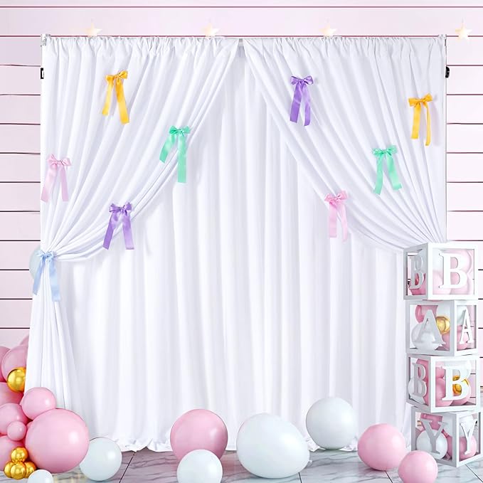 White Wedding Backdrop Curtain : 2 Panels 5.8×8ft Backdrop DIY Creative - Image 7