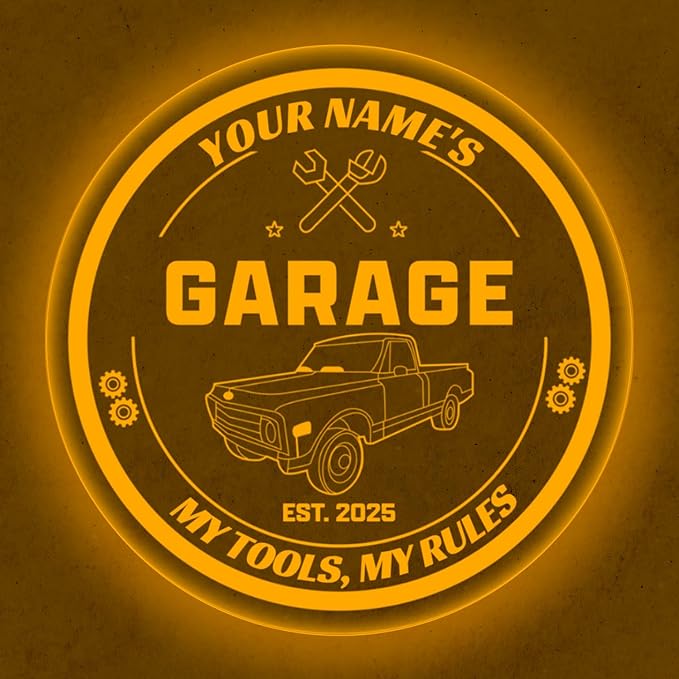 Custom Pickup Truck Garage Sign – Personalized LED Color Changing Acrylic Wall - Image 2