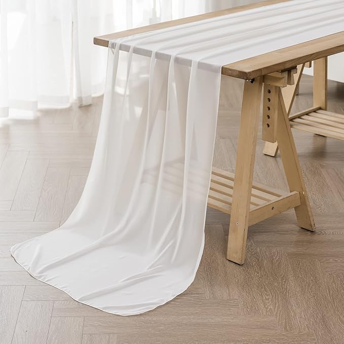 6Pack 9ft Chiffon Table Runner 14x108 Inch Sheer Romantic Table Runner by flohar