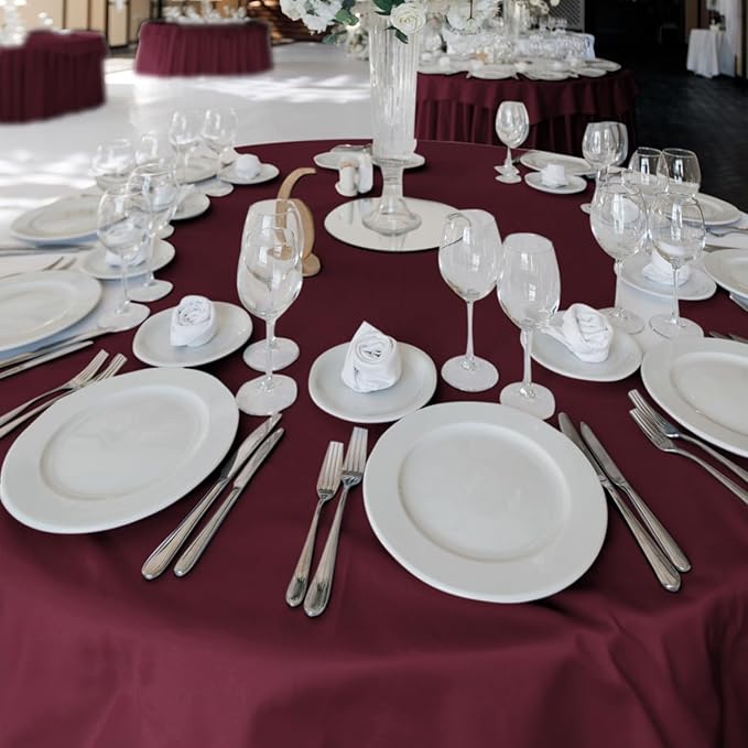 Fitable 6 Pack Burgundy Round Table Clothes - Image 8