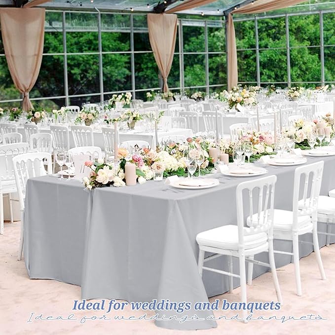 12 Pack Light Grey Tablecloths for Rectangle Tables 60 x 126 Inch Polyester - Image 7