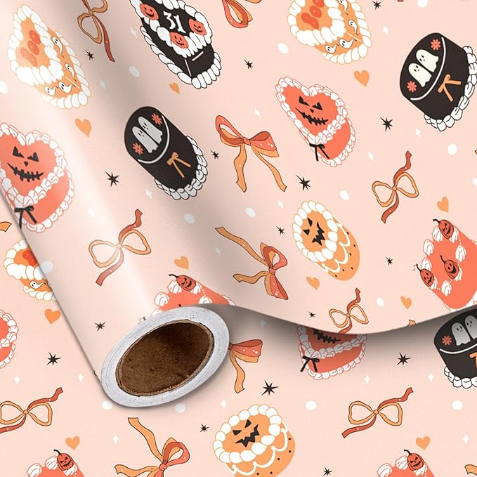 LeZakaa Halloween Cake Wrapping Paper Roll, Cute Halloween Cakes by LeZakaa
