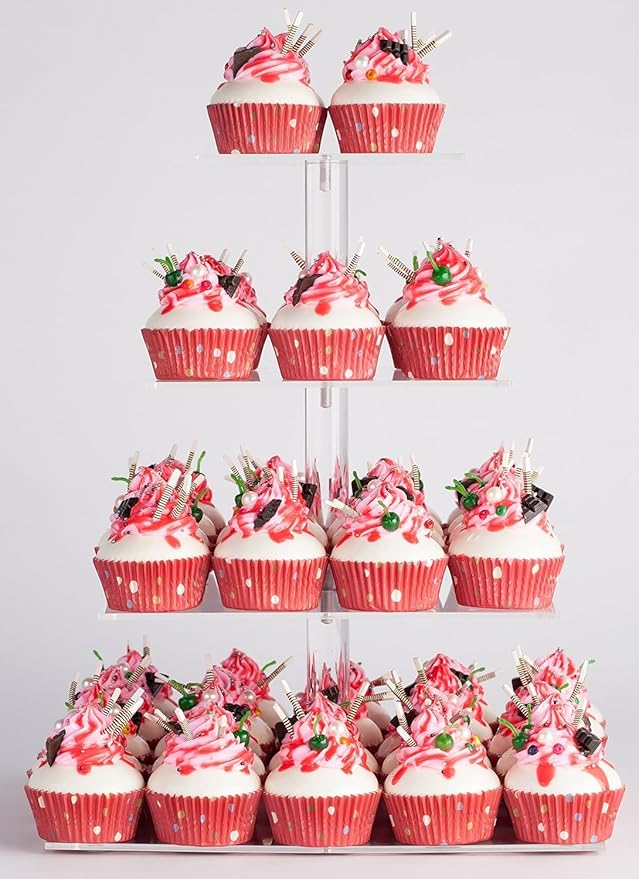 YestBuy 4 Tier Acrylic Cupcake Stand, Premium Cupcake Holder, Acrylic Cupcake - Image 7