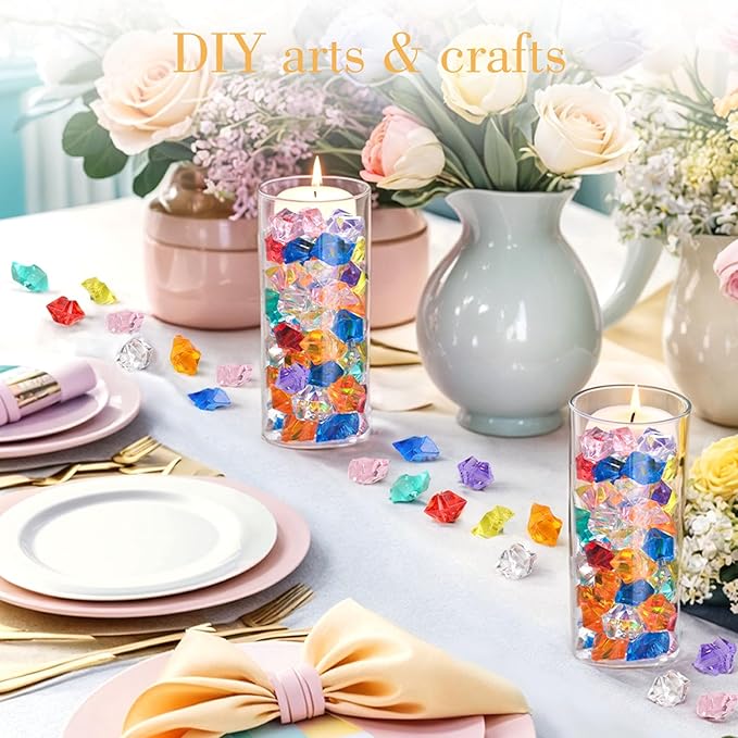 DomeStar 150Pcs Multicolored Fake Gems, Crushed Ice Rocks Fake Gemstones - Image 3