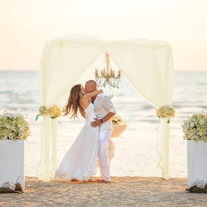 VOK Wedding Arch Draping Fabric Chiffon Fabric, 29in x 18Ft 2 Panels Sheer - Image 6