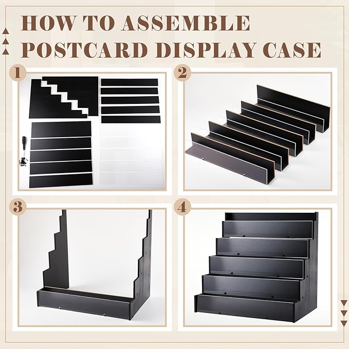 5 Tier Greeting Card Display Stand Black Bamboo and Acrylic Sticker Display - Image 3