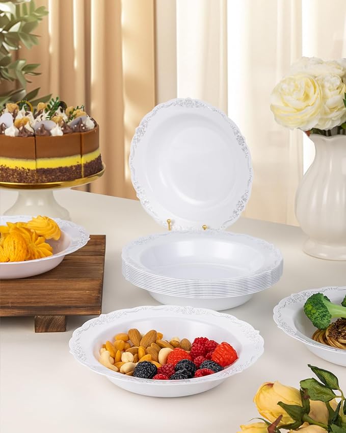 50 Pack White Plastic Bowls - Image 6