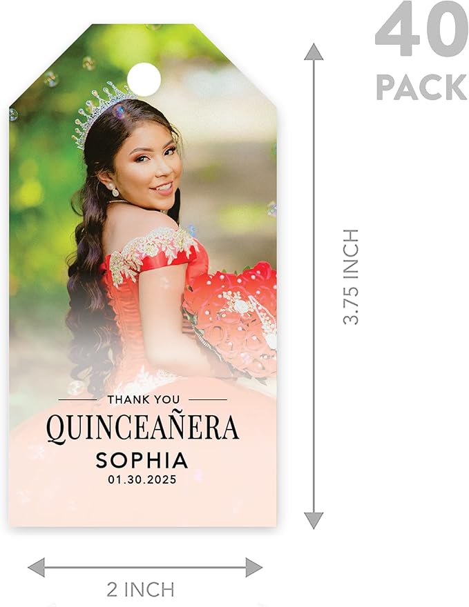 Andaz Press 40-Pack Personalized Quinceañera Favor Tags - Image 5