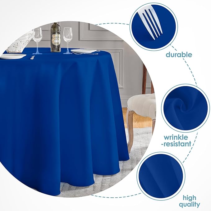 VidaFete Tablecloth 10 Pack 120inch Round Table Cloth Polyester, Stain Wrinkle - Image 2