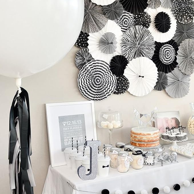 TONIFUL 8 Inch Silver Glitter Letter J Table Centerpiece A-Z Silver Birthday - Image 4