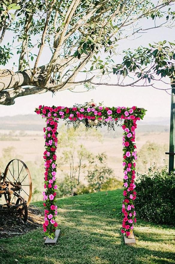 JUSTOYOU 2 Pack Fake Rose Garland, Artificial Rose Vines Flowers Hanging Silk - Image 6