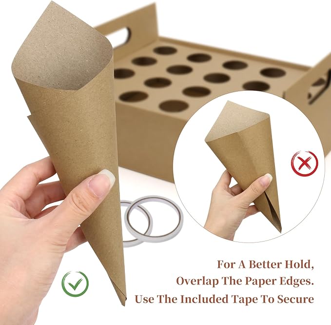 2 Set Wedding Confetti Cone Stand Box, 2 Party Cardboard Cone Holders Trays of - Image 5