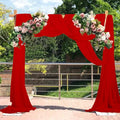 2 Panles Red Chiffon Ceiling Drapes 20Ft Wedding Arch Draping Fabric Red Sheer by CHHEART