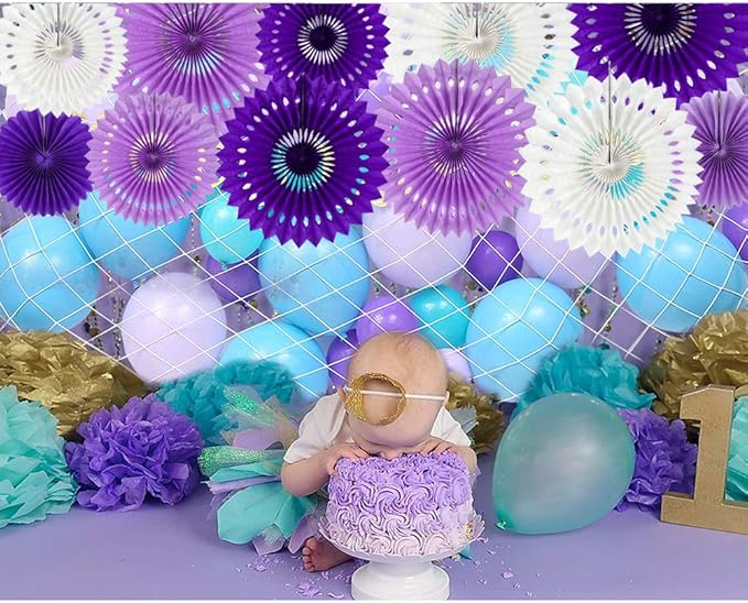 BEISHIDA Lavender Purple White Tissue Hanging Honeycomb Round Paper Fans - Image 6