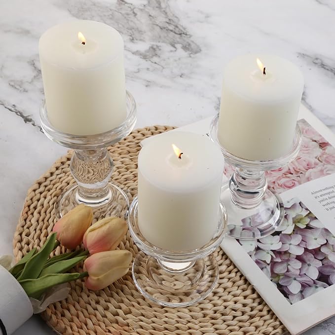 6-Piece Set of Glass Candlestick, Crystal Candlestick Holder Holder and Conical - Image 6